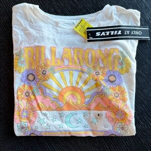 Billabong Kids' Cream Tee with Floral and Celestial Design